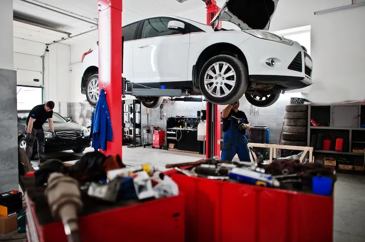 Auto repair shop POS in use