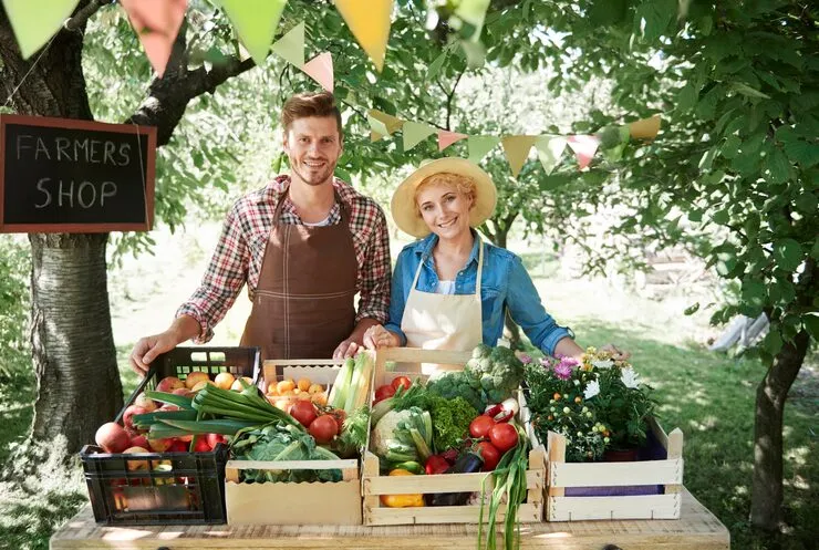 Farmers market vendor POS in use